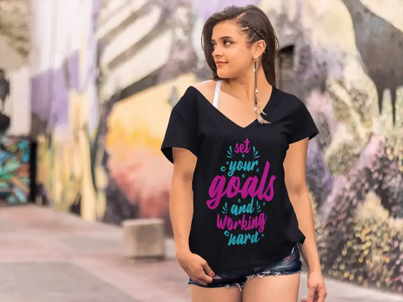Ultrabasic Women's T-Shirt Set Your Goals And Working Hard - Motivational Shirt 1