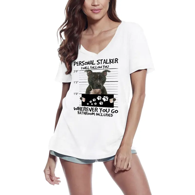 Ultrabasic Women's T-Shirt Staffordshire Bull Terrier Personal Stalker - I Will Follow You Wherever You Go - Funny Dog Tee Shirt 1
