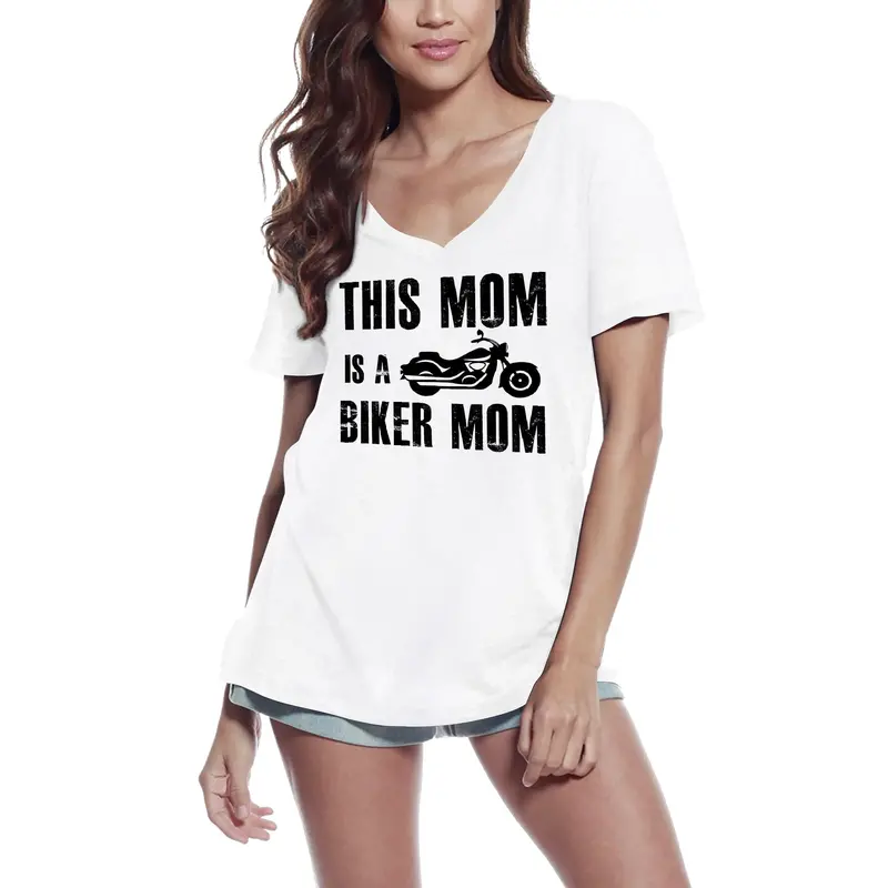 Ultrabasic Women's T-Shirt This Mom Is A Biker Mom - Short Sleeve Tee Shirt Tops 3