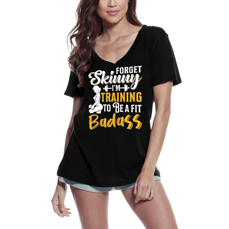 Ultrabasic Women's T-Shirt Training To Be A Fit Badass - Motivational Gym Slogan Shirt 1