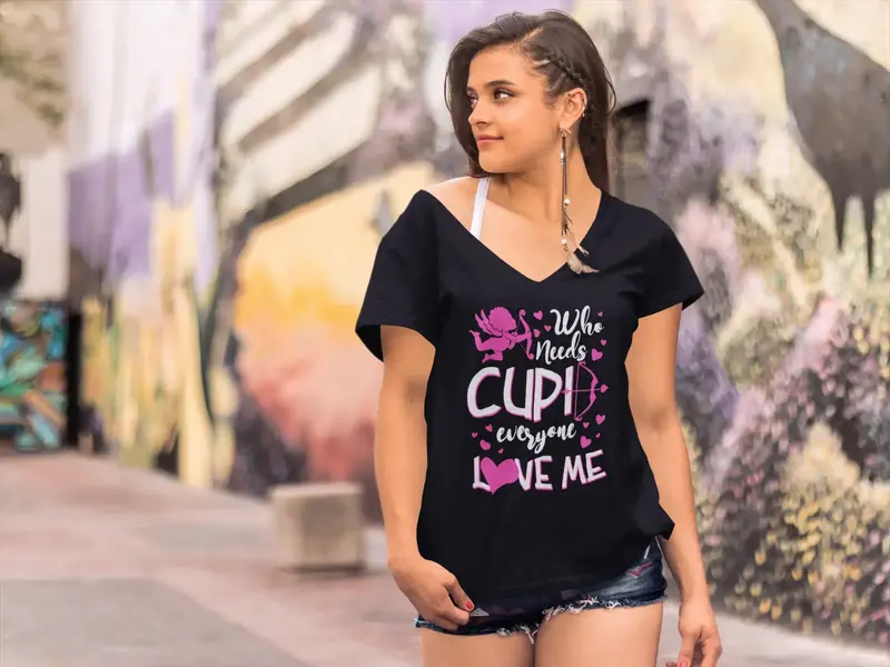 Ultrabasic Women's T-Shirt Who Needs Cupid When Everyone Love Me - Valentine's Day Short Sleeve Graphic Tees Tops 1