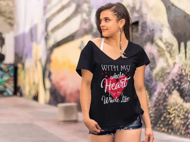 Ultrabasic Women's T-Shirt With My Whole Heart For My Whole Life - Valentine's Day Short Sleeve Graphic Tees Tops 1
