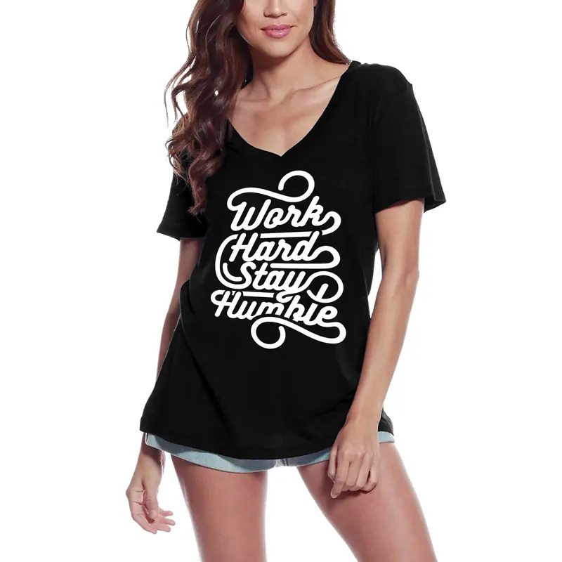 Ultrabasic Women's T-Shirt Work Hard Stay Humble - Motivational Slogan Tee 2