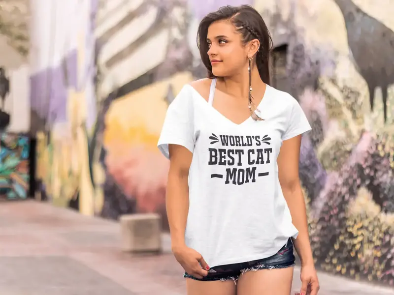 Ultrabasic Women's T-Shirt World's Best Cat Mom - Mother Tee Shirt Tops 1