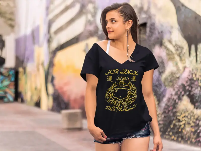 Ultrabasic Women's V-Neck Funny Zen Yoga - Funny Yoga Peace Tee Shirt 1