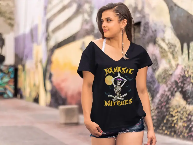 Ultrabasic Women's V-Neck Namaste Witches - Funny Yoga Peace Tee Shirt 1