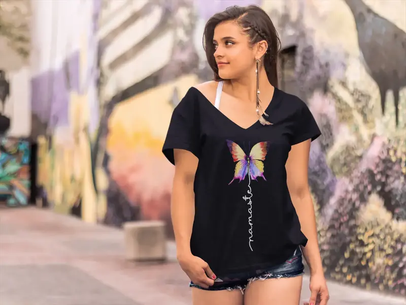 Ultrabasic Women's V-Neck Namaste Zen Spirituality - Yoga Peace Tee Shirt 1