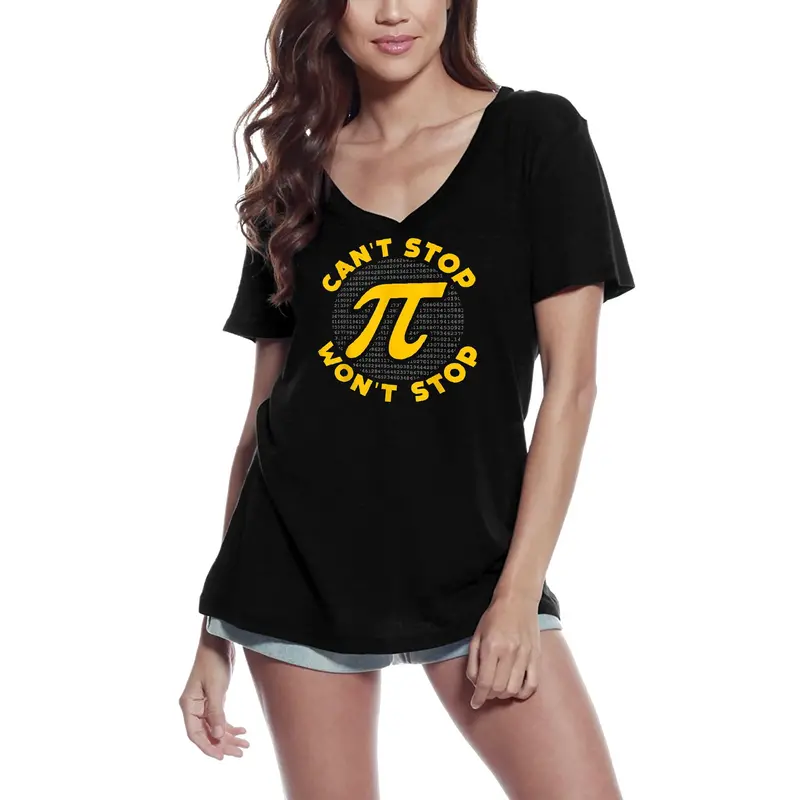 Ultrabasic Women's V-Neck T-Shirt Can't Stop Won't Stop - National Pi Day 1
