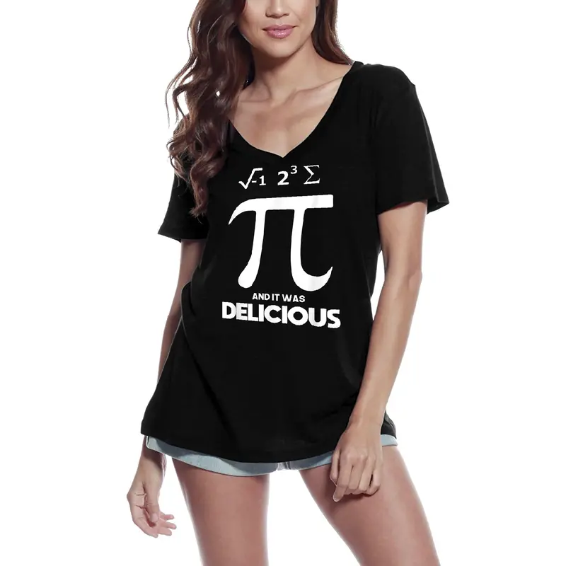 Ultrabasic Women's V-Neck T-Shirt I Ate Some Pi And It Was Delicious - Math Nerds Lovers Tee Shirt 1