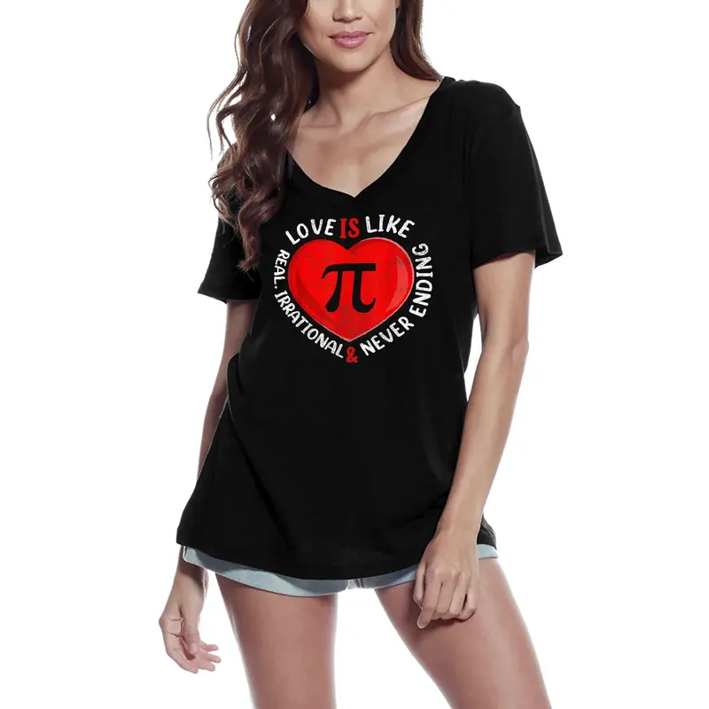 Ultrabasic Women's V-Neck T-Shirt Love Is Like Pi - Funny Math Gift Tee Shirt 1
