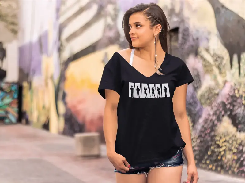Ultrabasic Women's V Neck T-Shirt Mama In Action - Mom Tee Shirt For Mothers 1