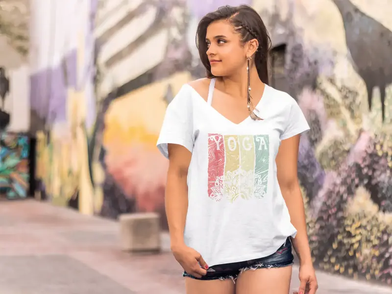 Ultrabasic Women's V-Neck T-Shirt Mandala Yoga - Funny Yoga Tee Shirt 1