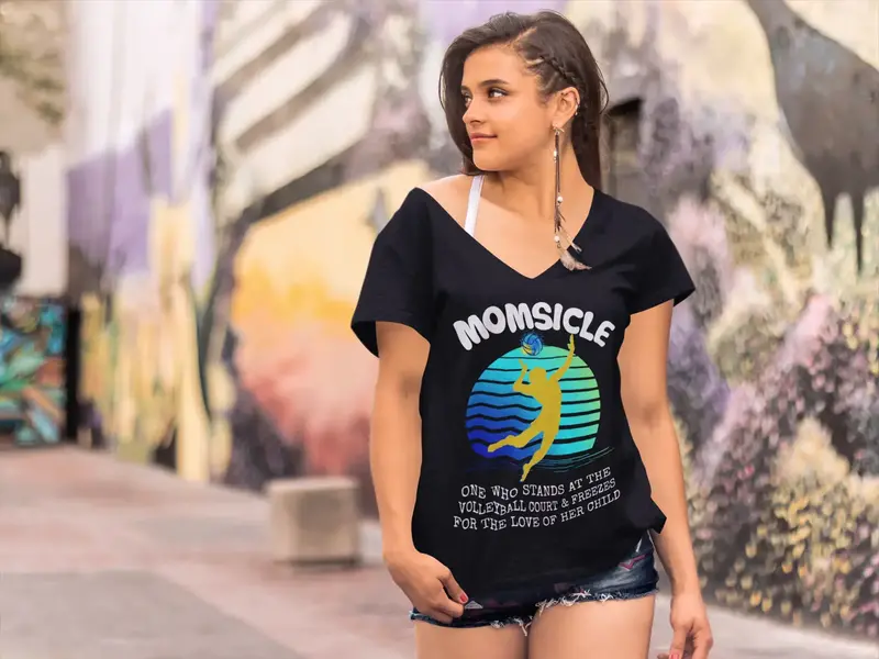 Ultrabasic Women's V-Neck T-Shirt Momsicle - Funny Volleyball Quote - Love Sports 1