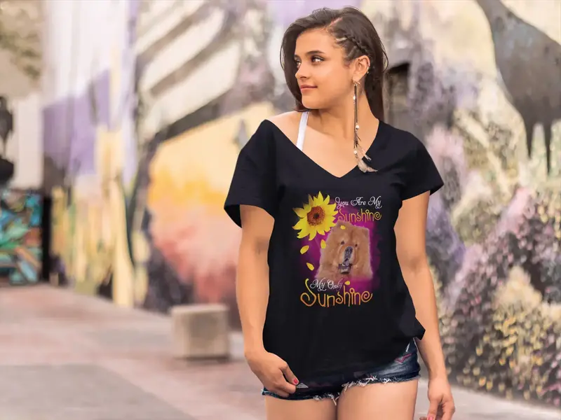 Ultrabasic Women's V-Neck T-Shirt My Only Sunshine - Chow Chow - Vintage Shirt 1