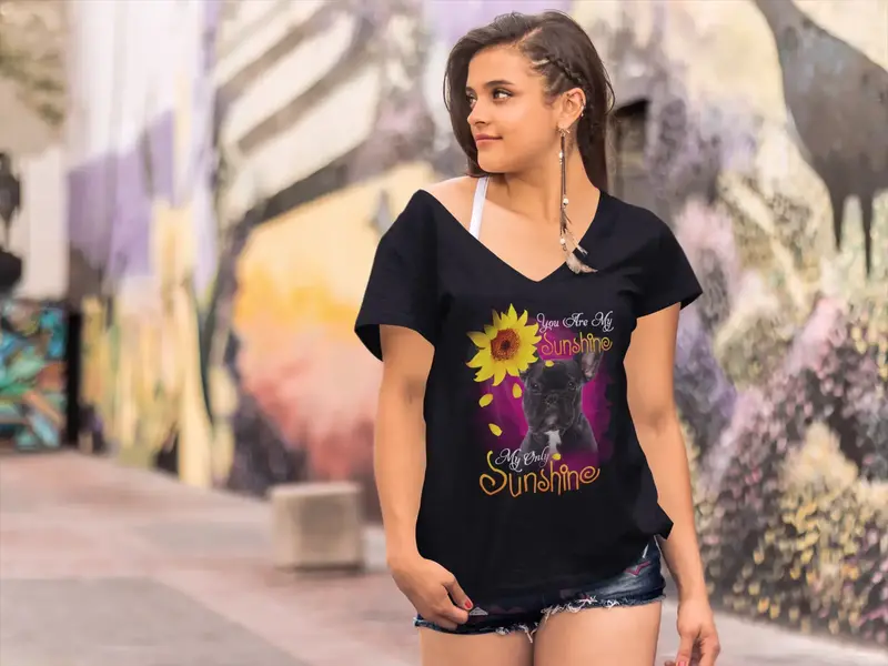 Ultrabasic Women's V-Neck T-Shirt My Only Sunshine - French Bulldog 1