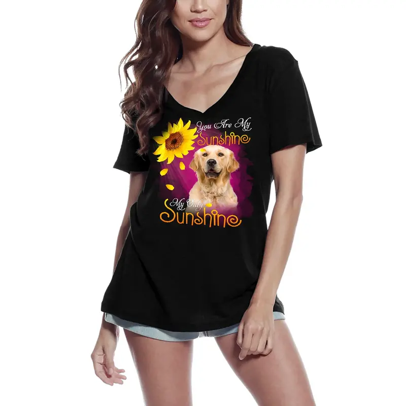 Ultrabasic Women's V-Neck T-Shirt My Only Sunshine - Golden Retriever 3