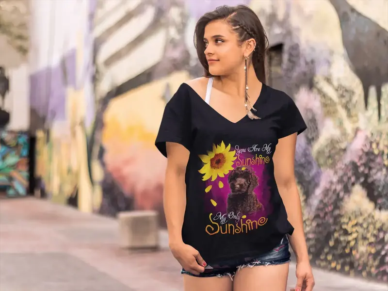 Ultrabasic Women's V-Neck T-Shirt My Only Sunshine - Poodle - Vintage Shirt 1
