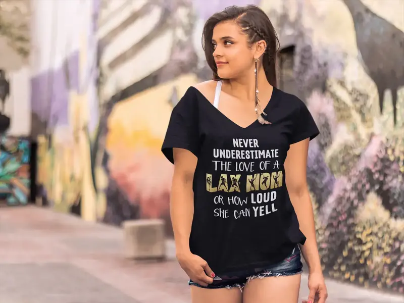 Ultrabasic Women's V-Neck T-Shirt Never Underestimate The Love Of A Lax Mom - Funny Quote 1