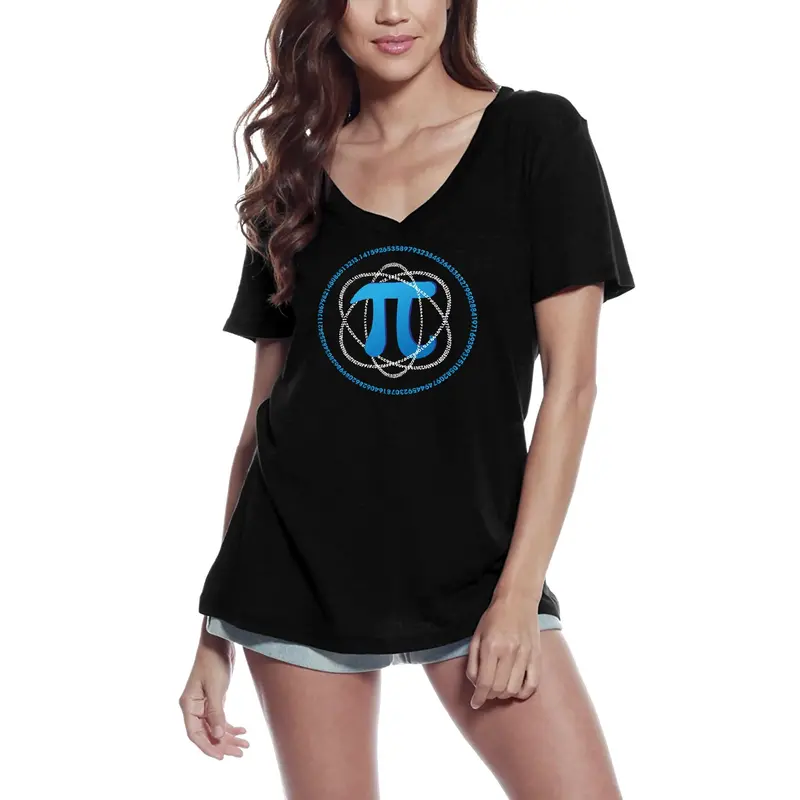 Ultrabasic Women's V-Neck T-Shirt Pi Atom Blue Pi Day - National Pi Day 1