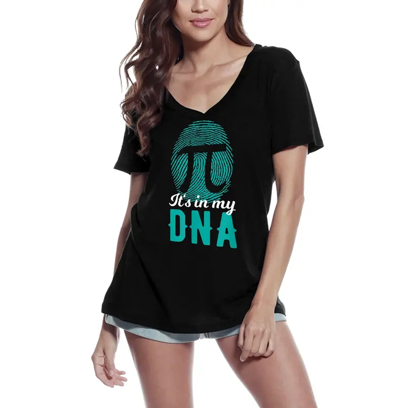 Ultrabasic Women's V-Neck T-Shirt Pi It's In My Dna Fingerprint - Math Lovers Tee Shirt 1