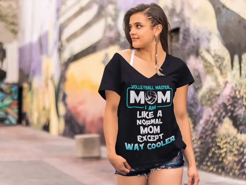 Ultrabasic Women's V-Neck T-Shirt Volleyball Master Mom - Funny Vintage Tee Shirt 1