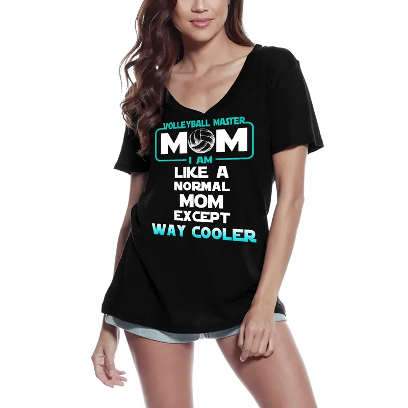 Ultrabasic Women's V-Neck T-Shirt Volleyball Master Mom - Funny Vintage Tee Shirt 3