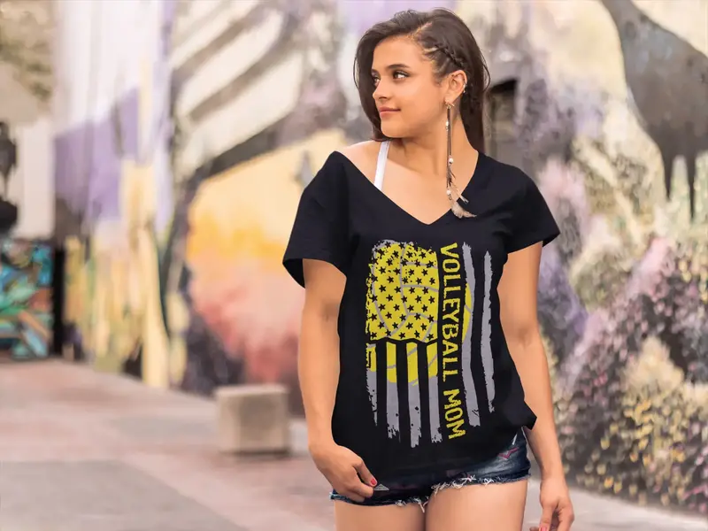Ultrabasic Women's V-Neck T-Shirt Volleyball Mom - Mom's Shirt 1