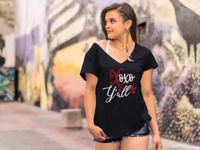 Ultrabasic Women's V Neck T-Shirt Xoxo Y'all - Funny Vintage Tee Shirt 1