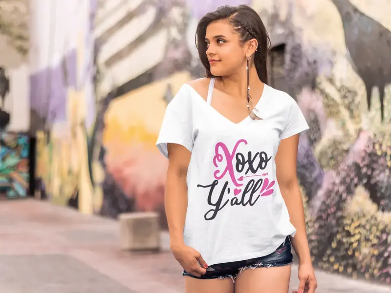Ultrabasic Women's V Neck T-Shirt Xoxo Y'all - Funny Vintage Tee Shirt 1