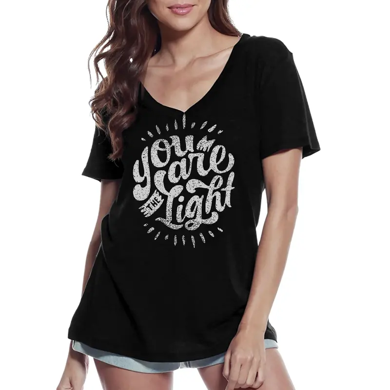 Ultrabasic Women's V-Neck T-Shirt You Are The Light - Short Sleeve Tee Shirt 1