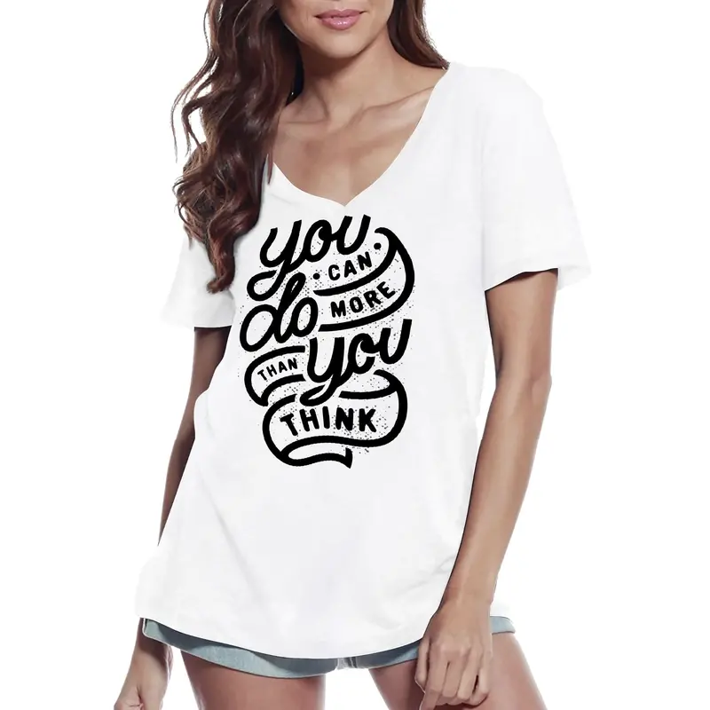 Ultrabasic Women's V-Neck T-Shirt You Can Do More Than You Think - Short Sleeve Tee Shirt 1