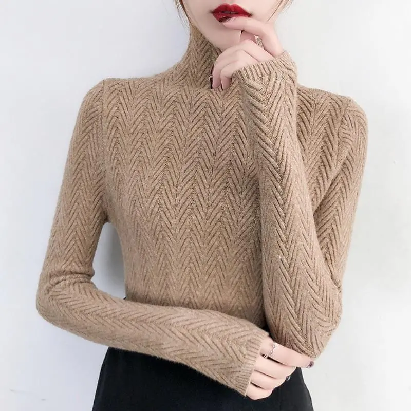 Underwear Woman Autumn And Winter 2020 New Sweater Slim Bottom Shirt Long Sleeve Tight Knitted Shirt Thickening 1