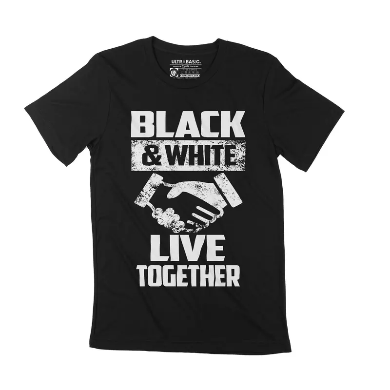 Unisex Adult T-Shirt Black And White Live Together Black Lives Matter Tee 1