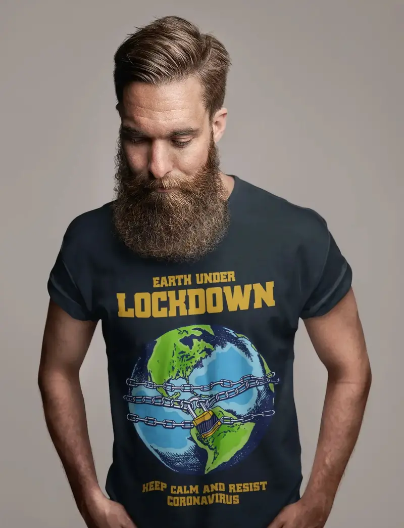 Unisex Adult T-Shirt Earth Under Lockdown Coronavirus Shirt 1