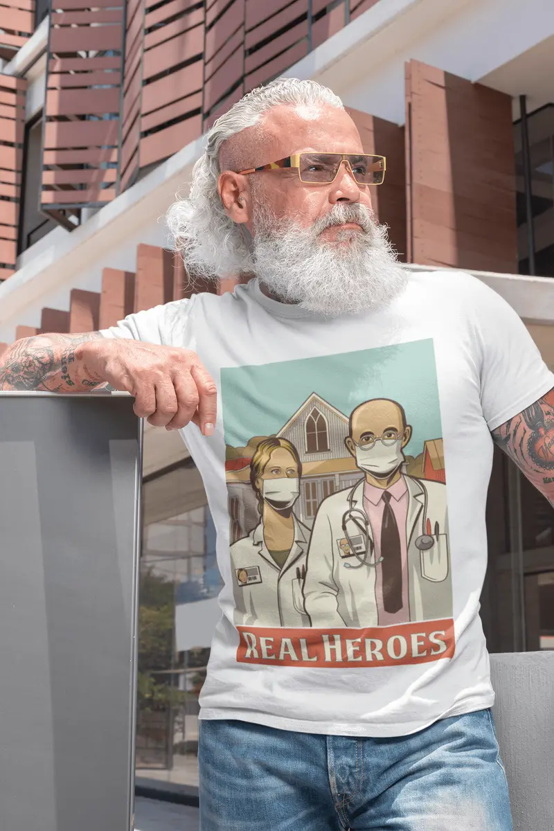 Unisex Adult T-Shirt Real Heroes Doctor Nurse Pandemic 2020 Shirt 1