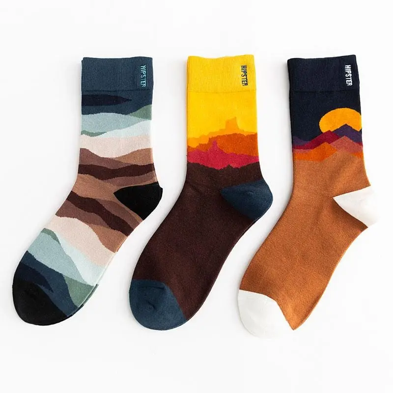 Unisex Painting Style Men Socks 100 Cotton Harajuku Colorful Full Socks Men 1 Pair Gifts Size 35-43 1