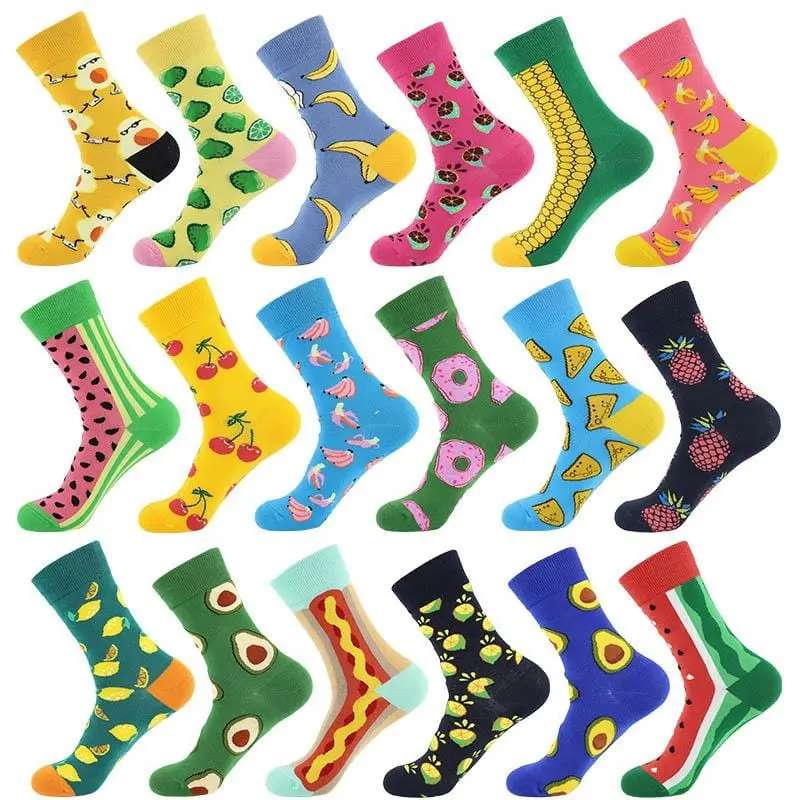 Unisex Socks Funny Cute Cartoon Fruits Banana Avocado Egg Cookie Donuts Food Happy Japanese Harajuku Skateboard Socks Women 1