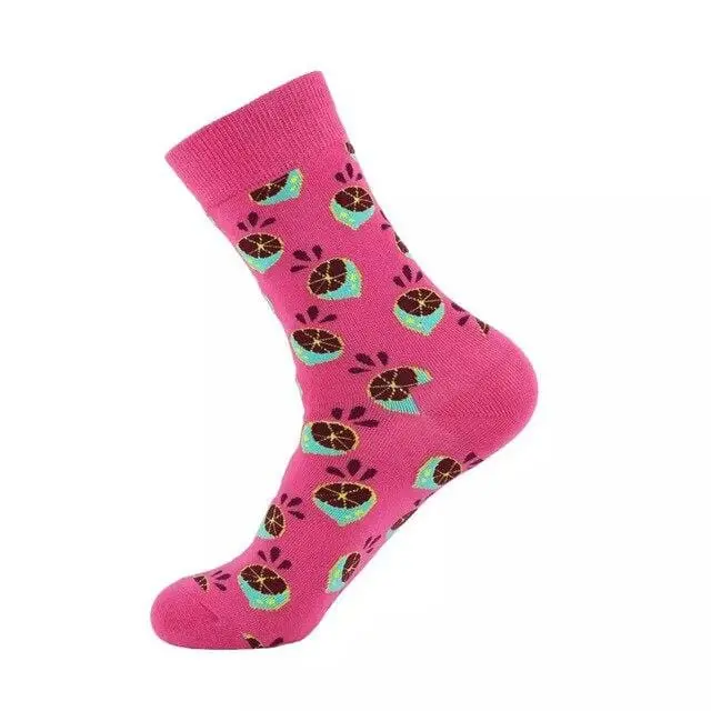 Unisex Socks Funny Cute Cartoon Fruits Banana Avocado Egg Cookie Donuts Food Happy Japanese Harajuku Skateboard Socks Women 16
