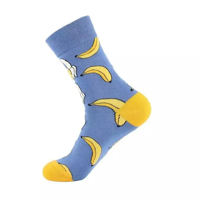 Unisex Socks Funny Cute Cartoon Fruits Banana Avocado Egg Cookie Donuts Food Happy Japanese Harajuku Skateboard Socks Women 8