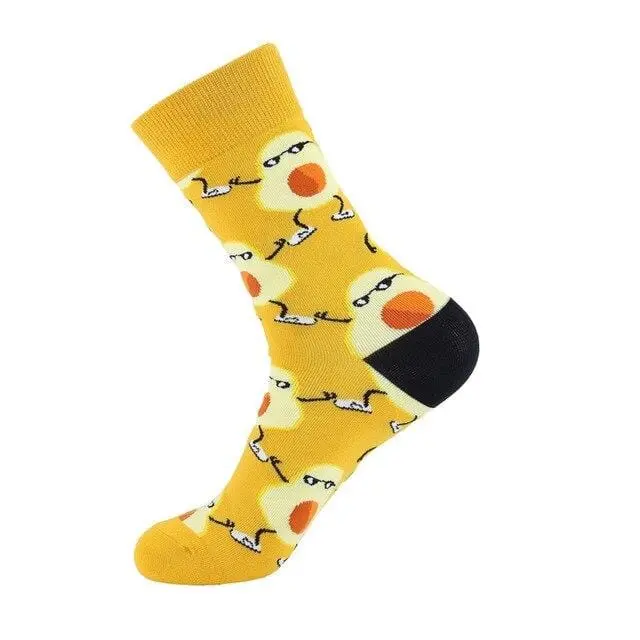 Unisex Socks Funny Cute Cartoon Fruits Banana Avocado Egg Cookie Donuts Food Happy Japanese Harajuku Skateboard Socks Women 9