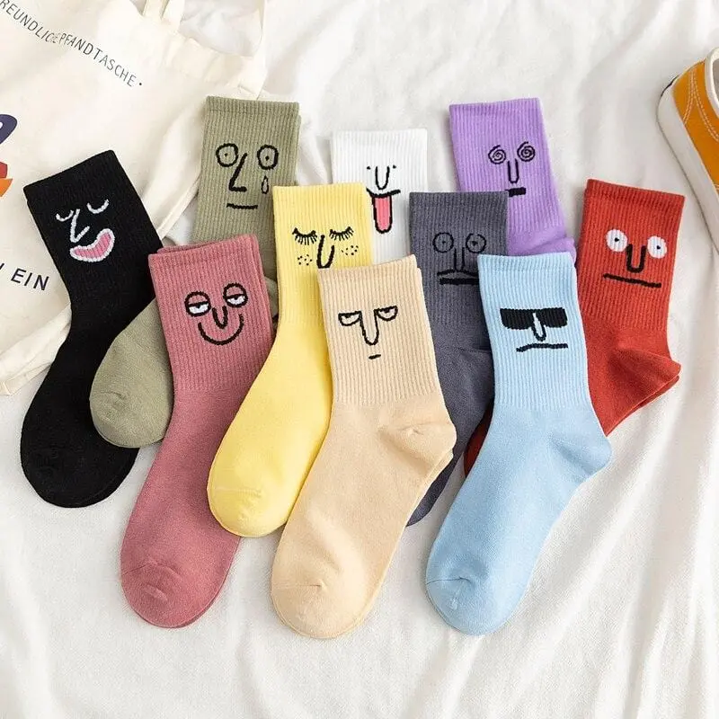 Unisex Surprise Mid Men Socks Harajuku Colorful Funny Socks Men 100 Cotton 1 Pair Kawaii Size 35-42 1