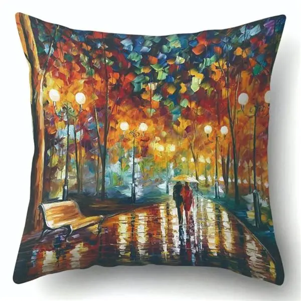 Van Gogh Oil Painting Style Cotton Cushion Cover 45X45cm Pillow Case For Sofa Car Chair Gift Cojines 12