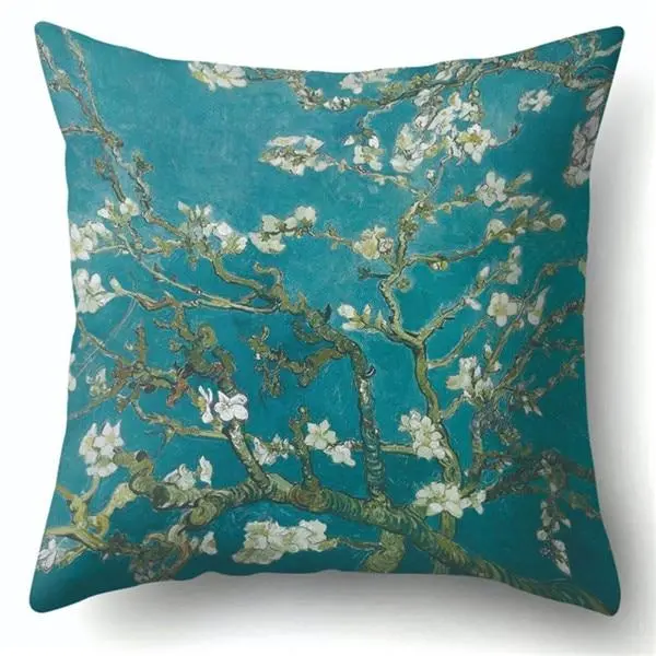 Van Gogh Oil Painting Style Cotton Cushion Cover 45X45cm Pillow Case For Sofa Car Chair Gift Cojines 12