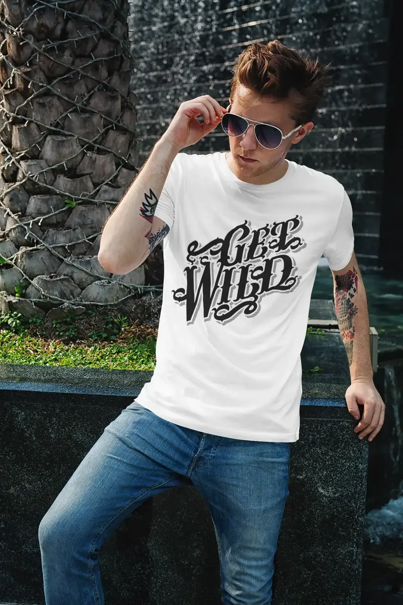 Vintage T-Shirt For Men Camp Shirt Get Wild Short Sleeve Birthday Outfit 1