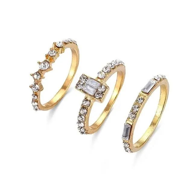Vkme Accepts Custom Jewelry Crystal Ring Set European And American Inlaid Rhinestone Fashion Pair Ring Female Party Gift 2