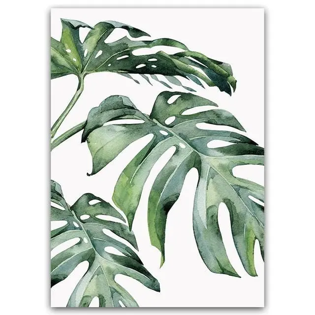 Watercolor Plant Green Leaves Canvas Painting Art Print Poster Picture Wall Modern Minimalist Bedroom Living Room Decoration 4