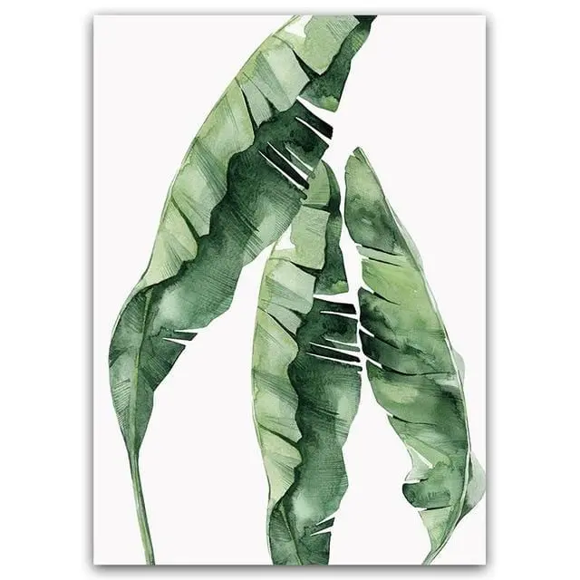 Watercolor Plant Green Leaves Canvas Painting Art Print Poster Picture Wall Modern Minimalist Bedroom Living Room Decoration 6