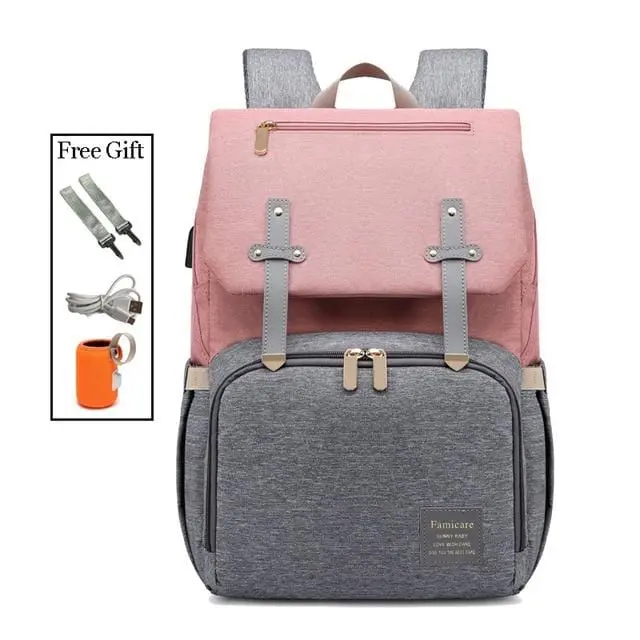 Waterproof Diaper Backpack – USB-Charging Mom & Dad Baby Stroller Bag with Nursing Organizer