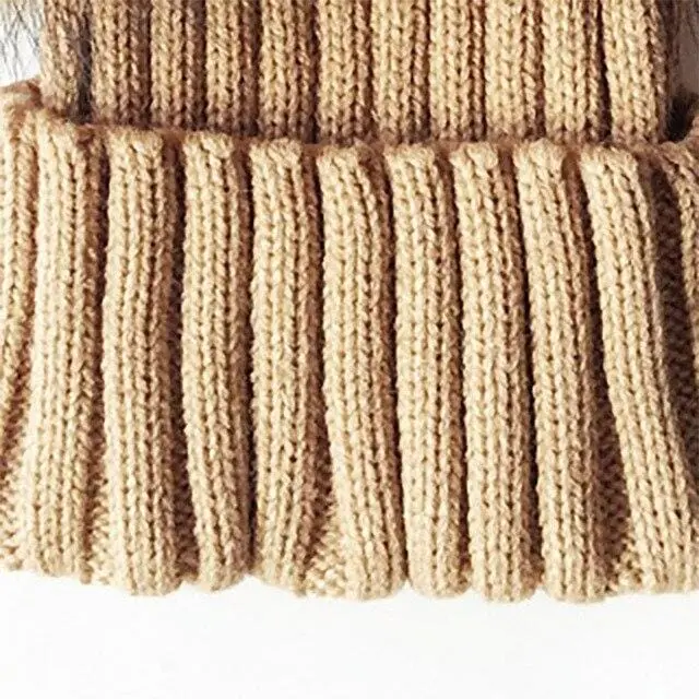 Winter Baby Knit Beanie Hat Crochet Double Natural Raccoon Pompom Hat Girls/Boys Soft Cap Real Fur Child Caps Fashion Kids Warm 10