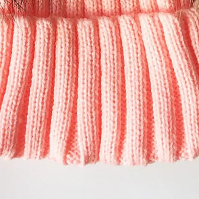 Winter Baby Knit Beanie Hat Crochet Double Natural Raccoon Pompom Hat Girls/Boys Soft Cap Real Fur Child Caps Fashion Kids Warm 12